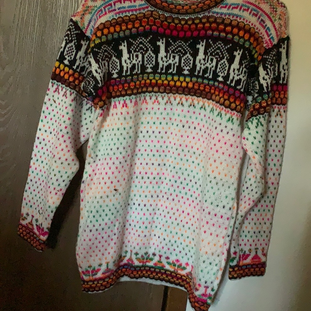 knitted sweater with lamas